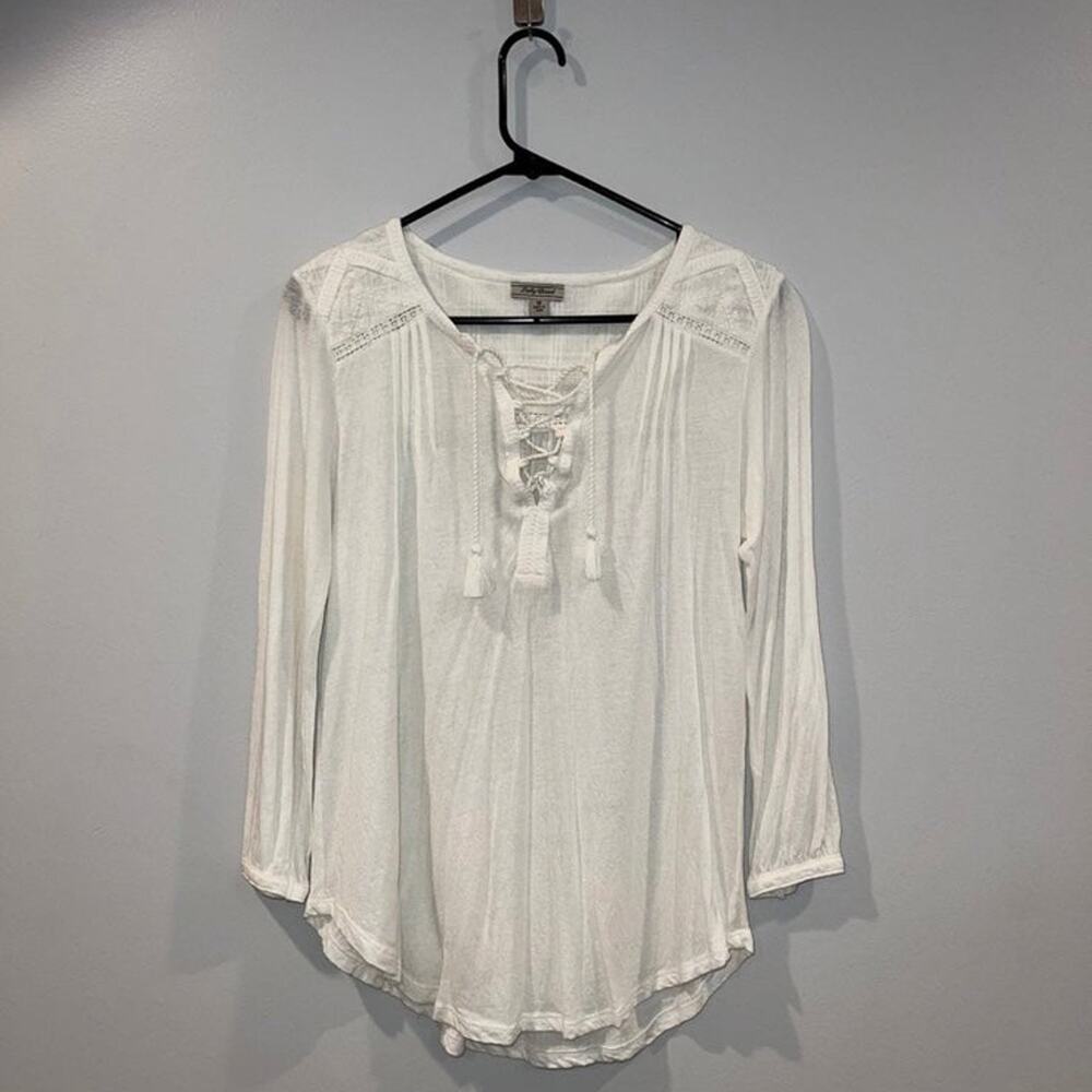 Lucky Brand Lace Up Long Sleeve Top